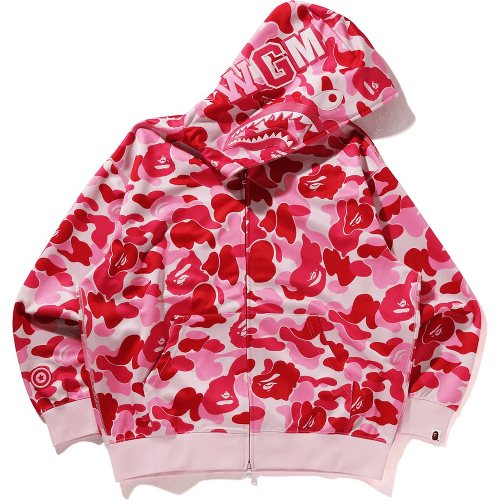 Bape ABC CAMO POLYESTER RELAXED FIT SHARK FULL ZIP HOODIE MENS Pink