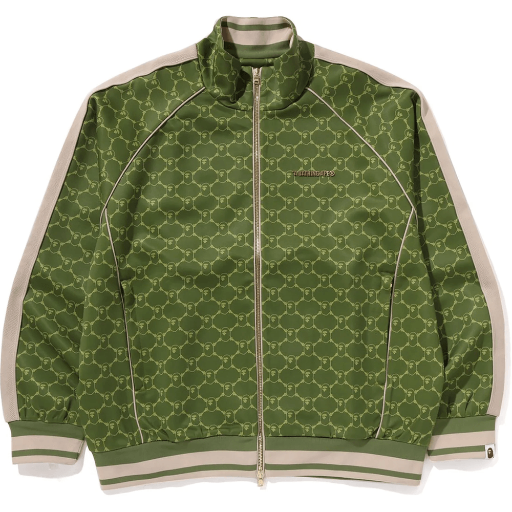 Bape COLLEGE MONOGRAM LOGO RELAXED FIT TRACK JACKET MENS Olive Drab