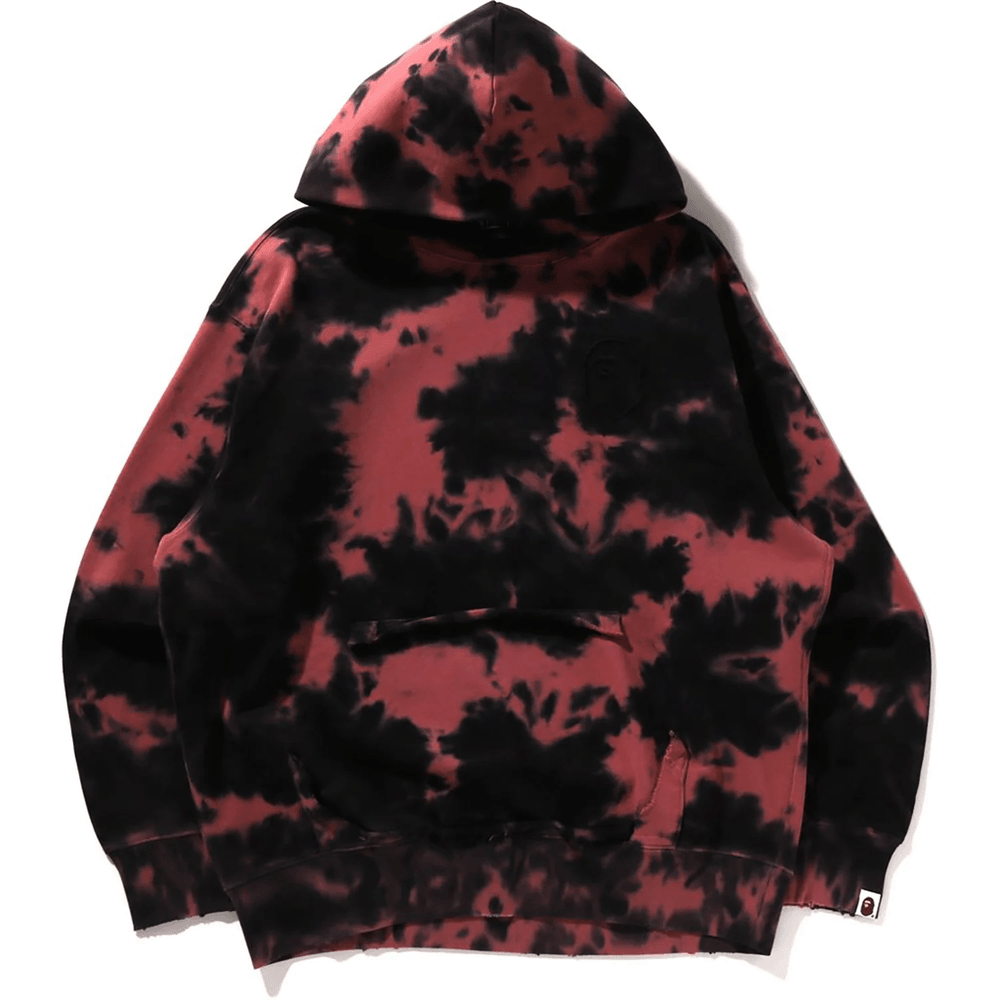 Bape DESTROYED BLEACH LOGO RELAXED FIT PULLOVER HOODIE MENS Black
