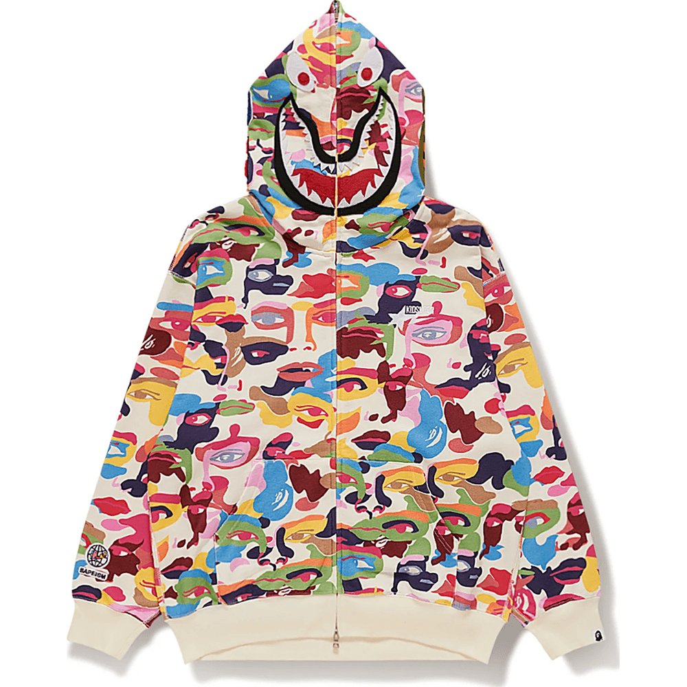 BAPE X KIDSUPER CAMO SHARK FULL ZIP HOODIE MENS Multi