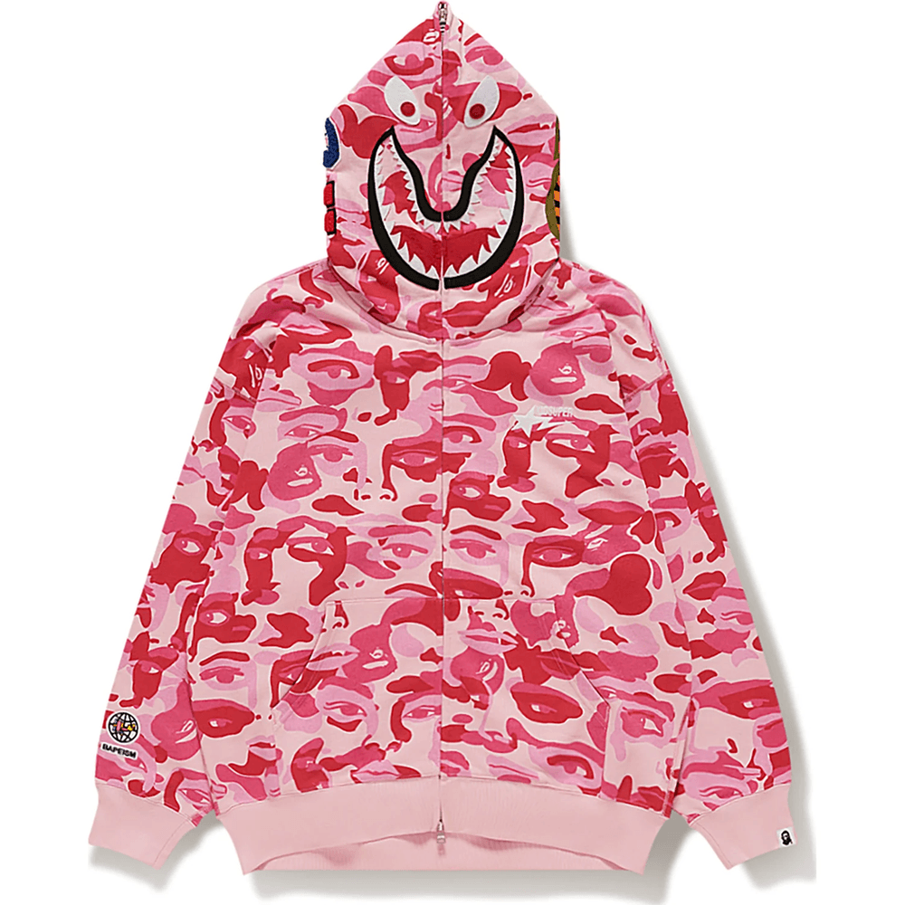 BAPE X KIDSUPER CAMO SHARK FULL ZIP HOODIE MENS Pink