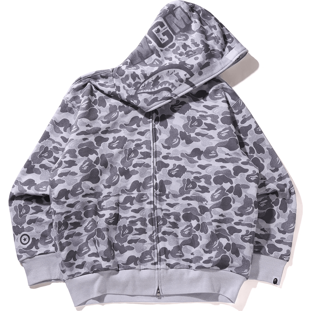Bape CAMO FAKE PRINT RELAXED FIT SHARK FULL ZIP HOODIE MENS White