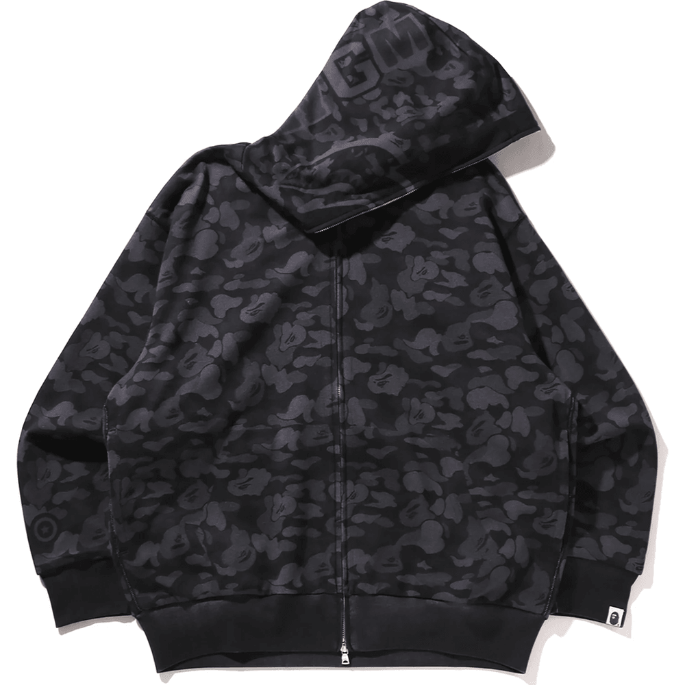 Bape CAMO FAKE PRINT RELAXED FIT SHARK FULL ZIP HOODIE MENS Black
