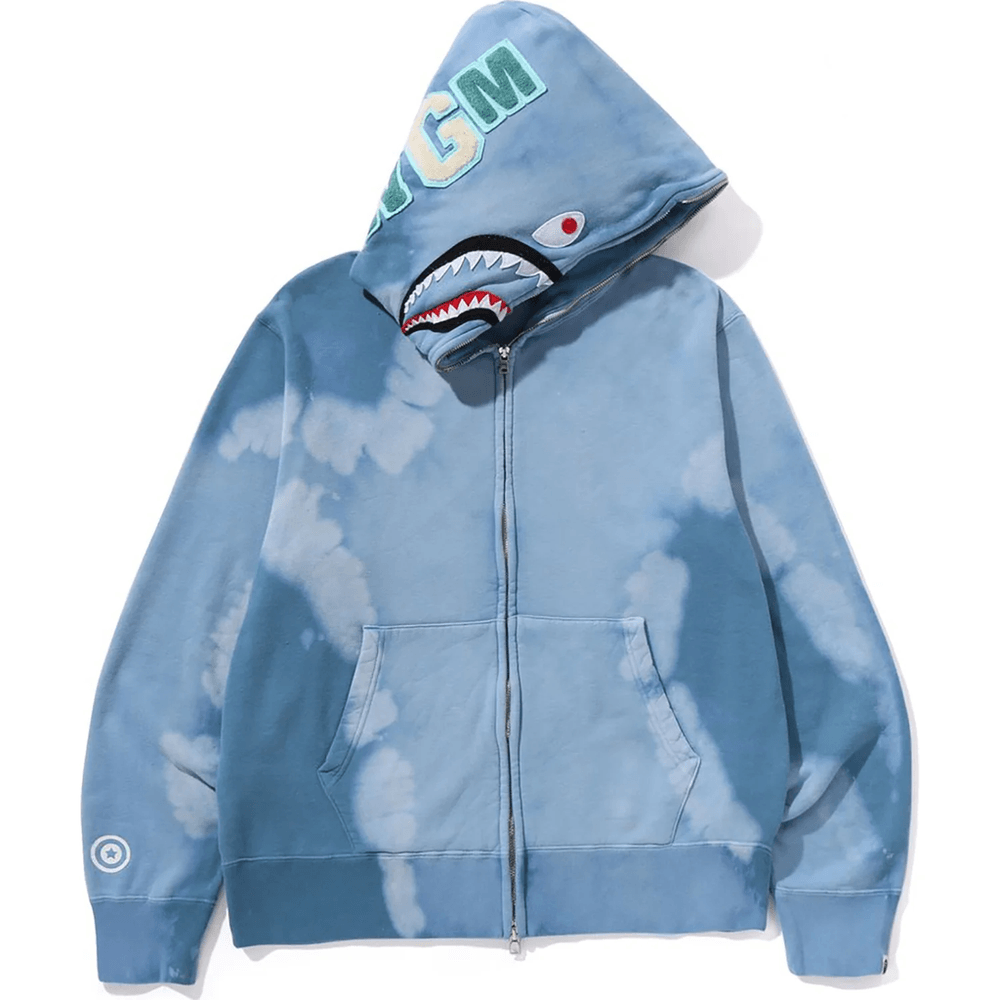 Bape HAND DYE SHARK FULL ZIP HOODIE MENS Blue