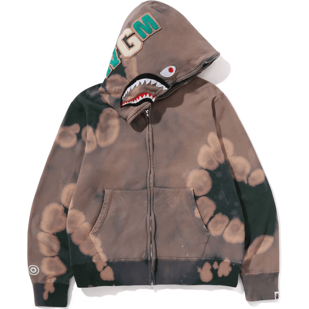 Bape HAND DYE SHARK FULL ZIP HOODIE MENS Green