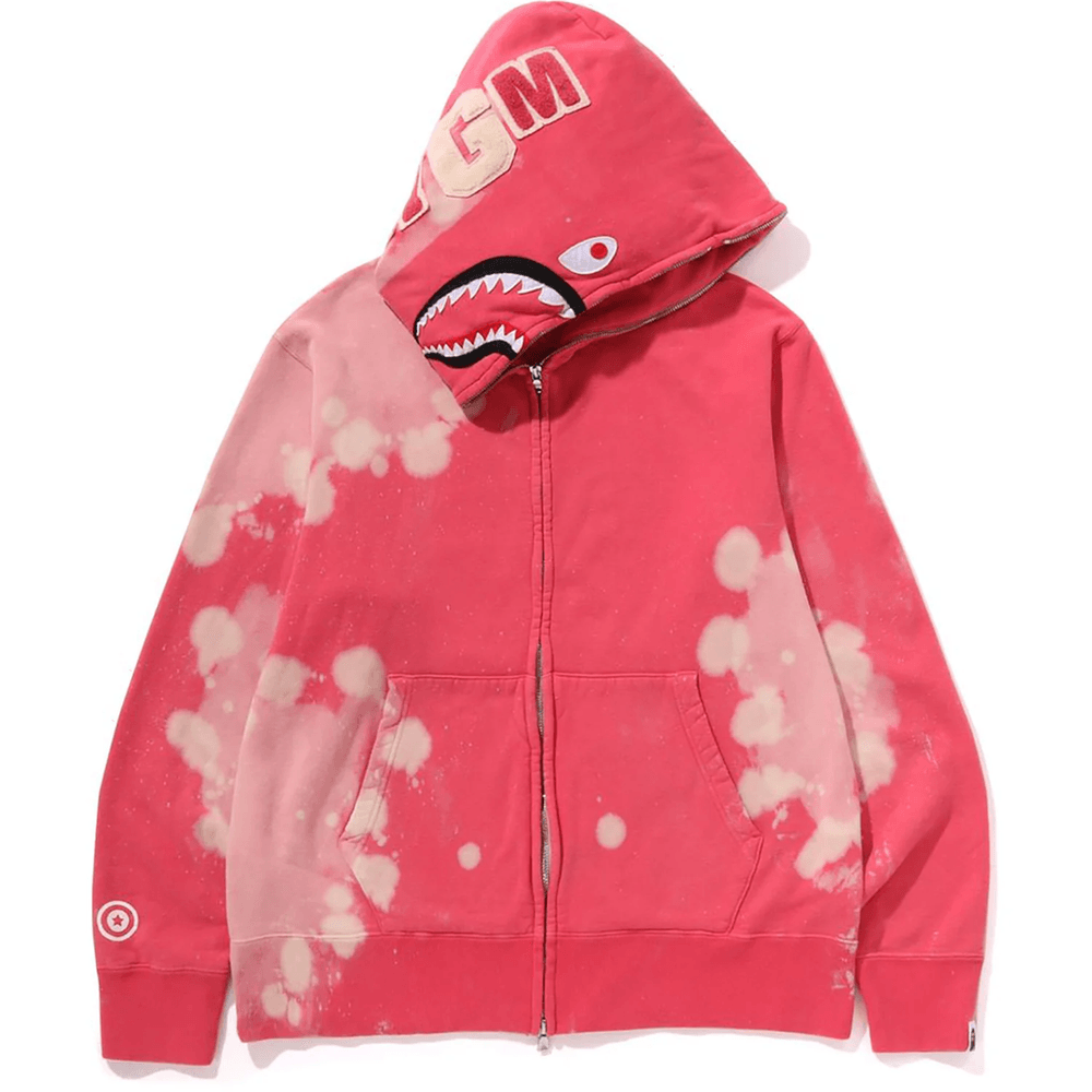 Bape HAND DYE SHARK FULL ZIP HOODIE MENS Red
