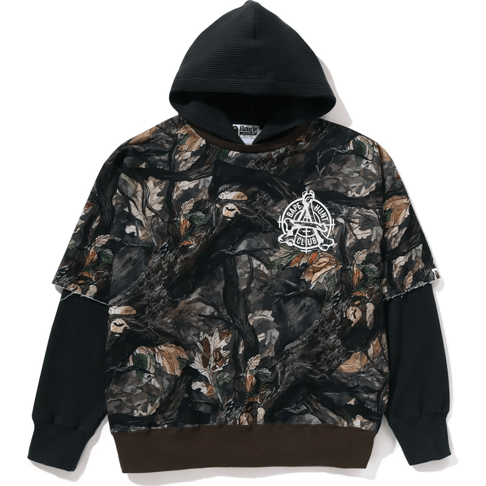 Bape TREE EDGE CAMO LAYERED PULLOVER HOODIE MENS Brown