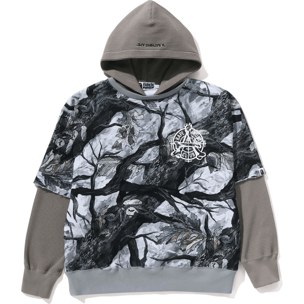 Bape TREE EDGE CAMO LAYERED PULLOVER HOODIE MENS White