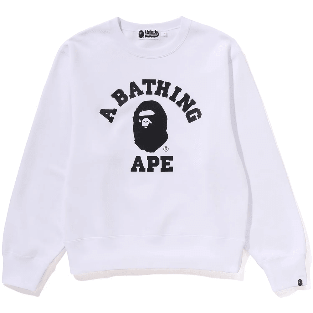 Bape COLLEGE CREWNECK SWEATSHIRT LADIES White