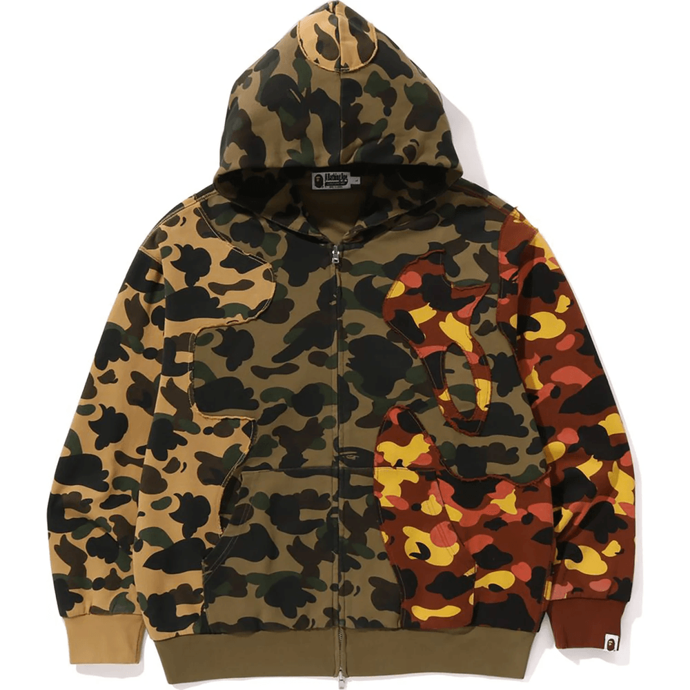 Bape 1ST CAMO UPCYCLED RELAXED FIT FULL ZIP HOODIE MENS Multi