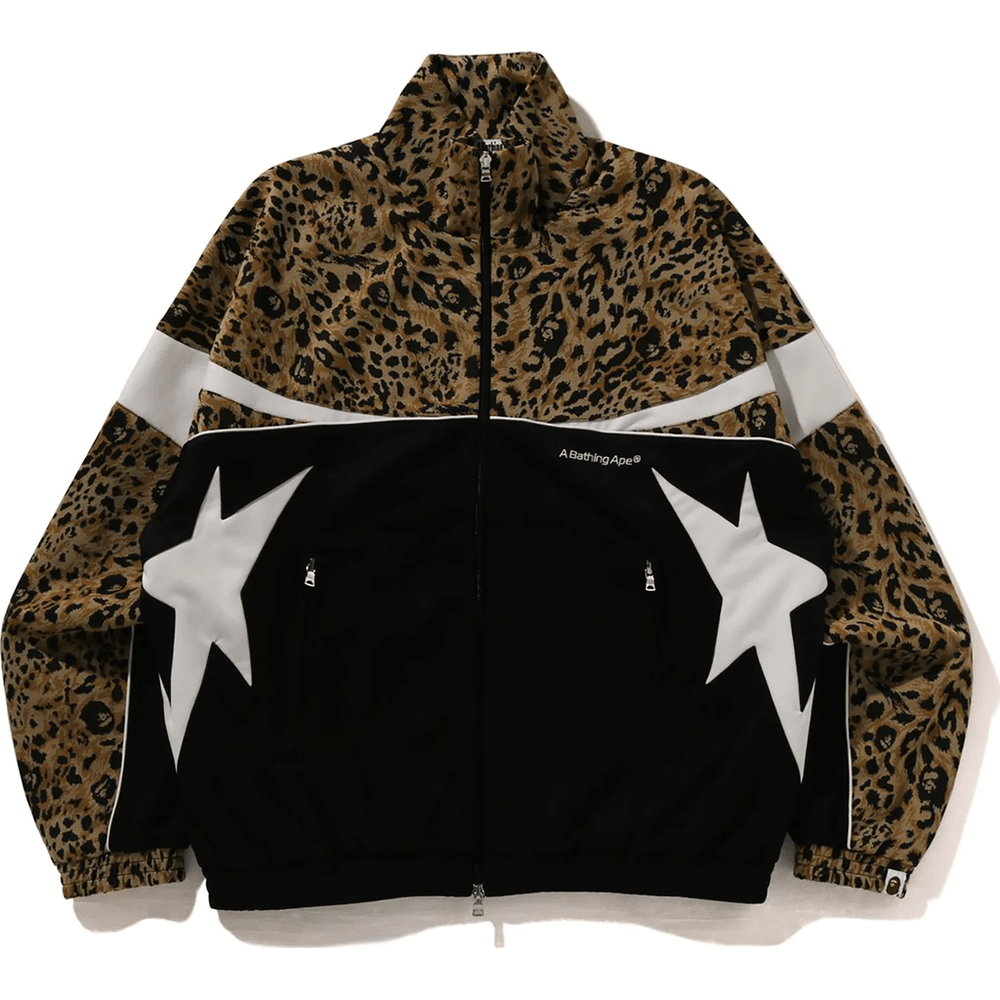Bape WILD LEOPARD PATTERN RELAXED FIT TRACK JACKET MENS Black
