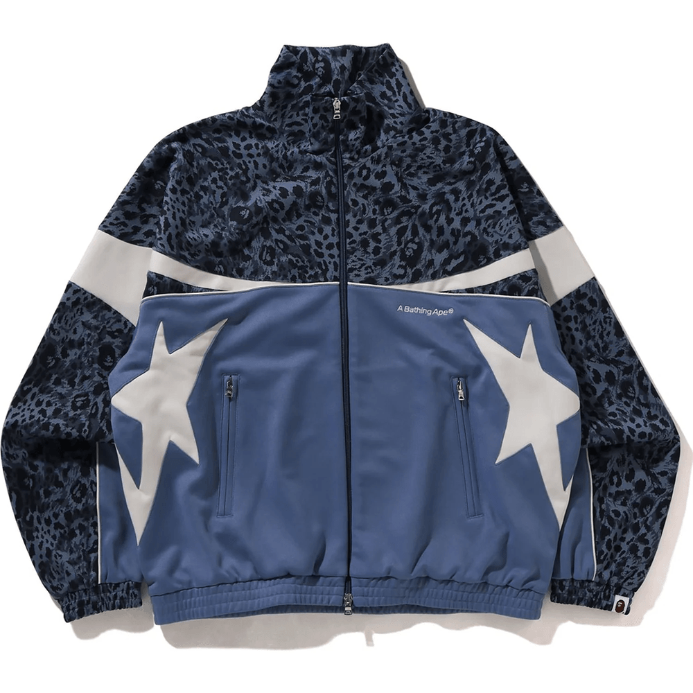 Bape WILD LEOPARD PATTERN RELAXED FIT TRACK JACKET MENS Blue