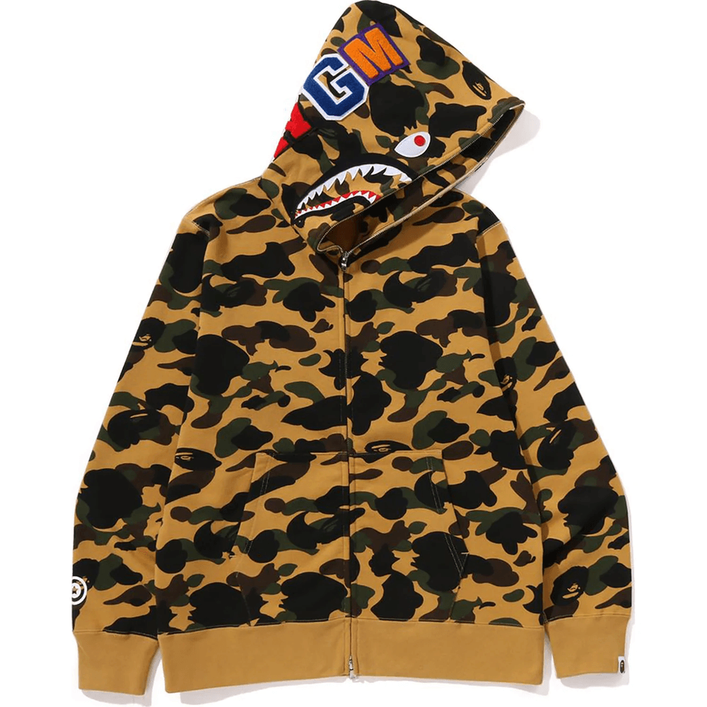 Bape 1ST CAMO SHARK FULL ZIP HOODIE MENS Yellow