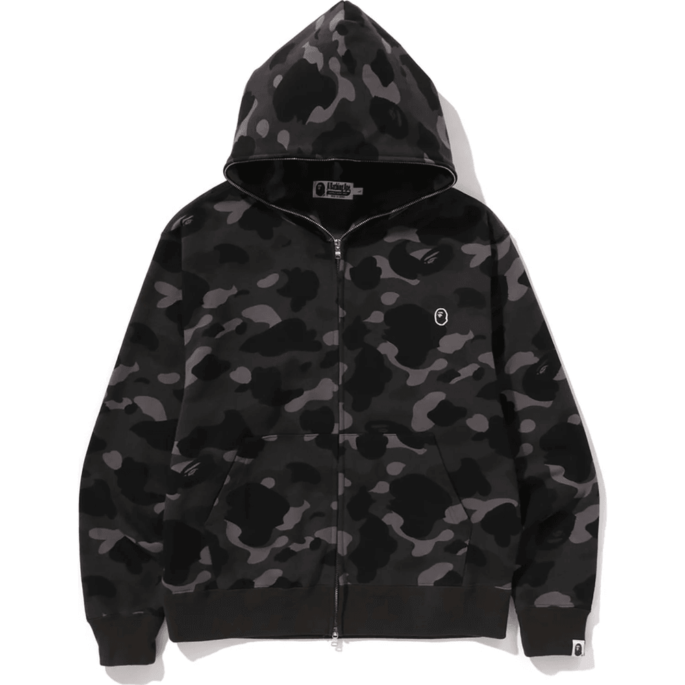 Bape ONE POINT COLOR CAMO CROPPED FULL ZIP HOODIE MENS Black