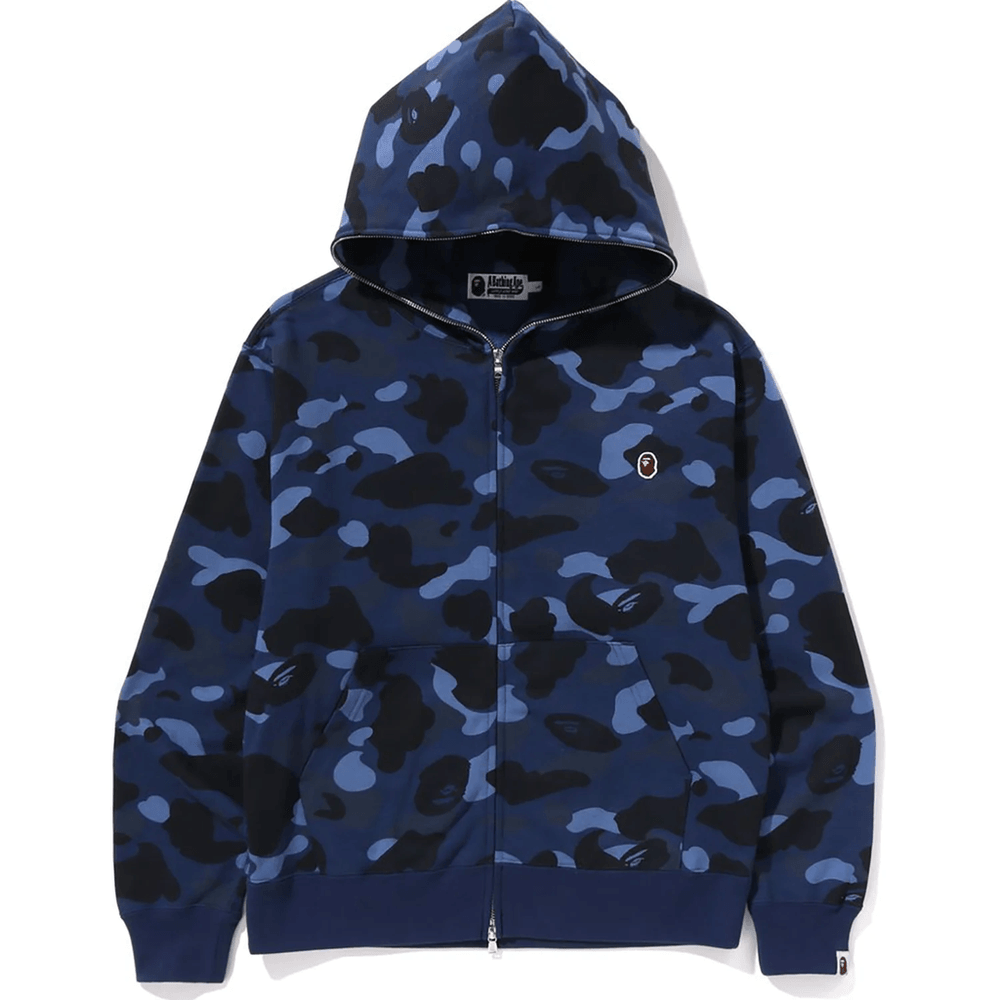 Bape ONE POINT COLOR CAMO CROPPED FULL ZIP HOODIE MENS Navy