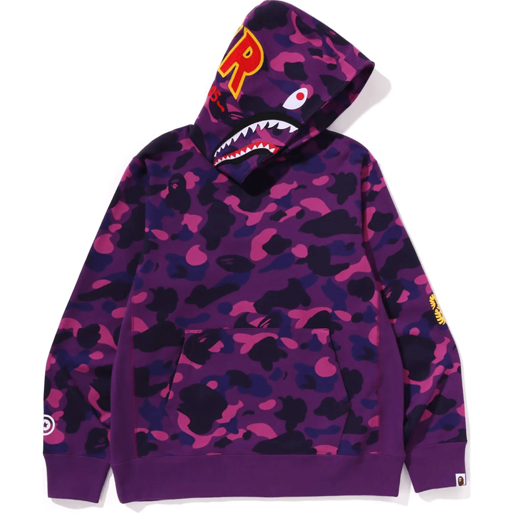 Bape COLOR CAMO 2ND SHARK PULLOVER HOODIE MENS Purple