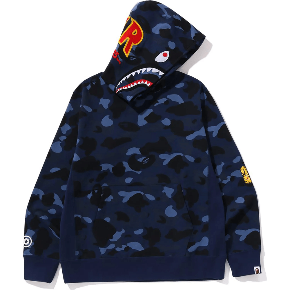 Bape COLOR CAMO 2ND SHARK PULLOVER HOODIE MENS Navy
