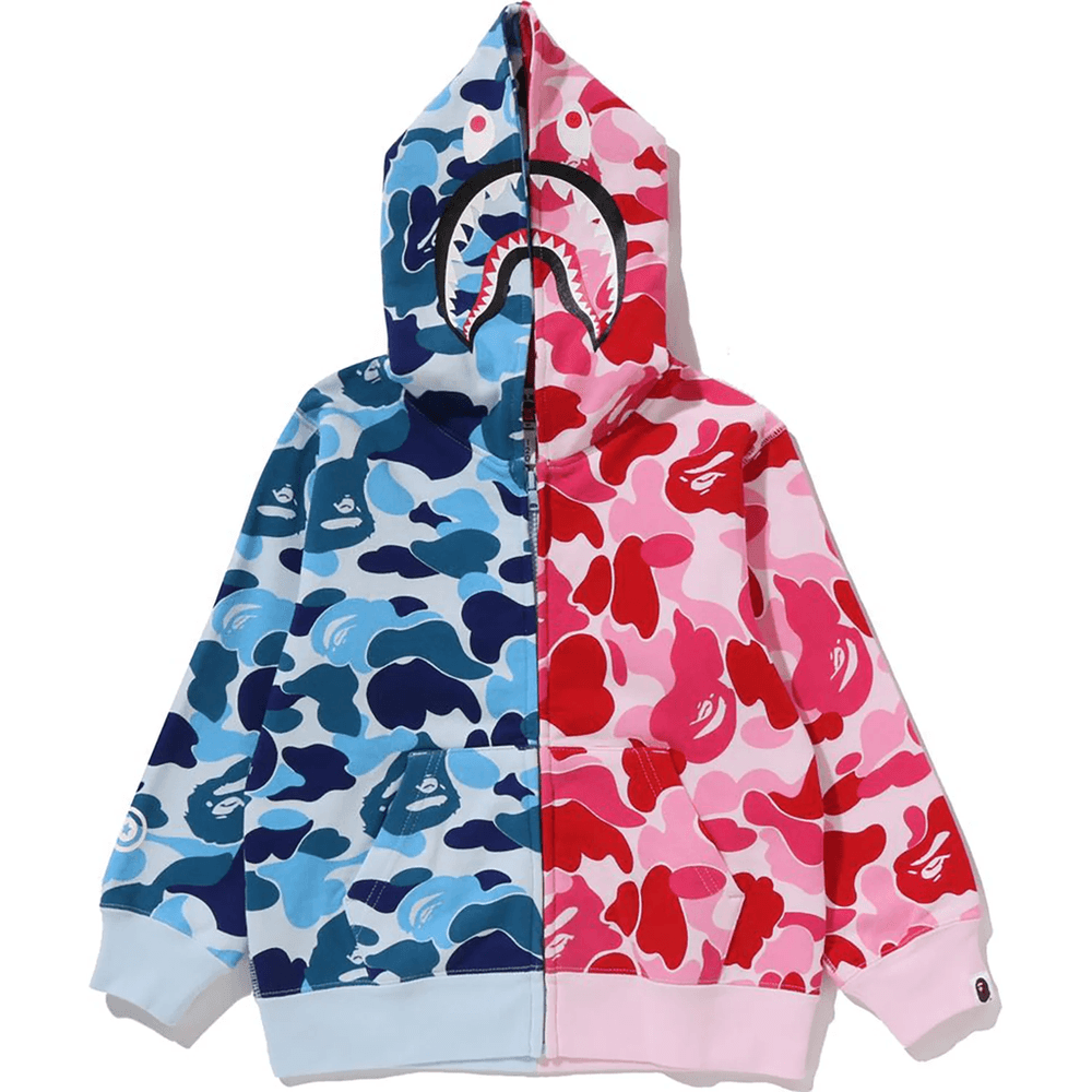 Bape ABC CAMO MULTI SHARK ZIP HOODIE KIDS Blue