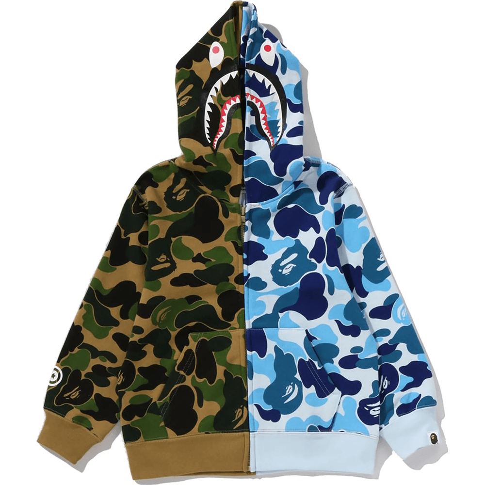 Bape ABC CAMO MULTI SHARK ZIP HOODIE KIDS Green