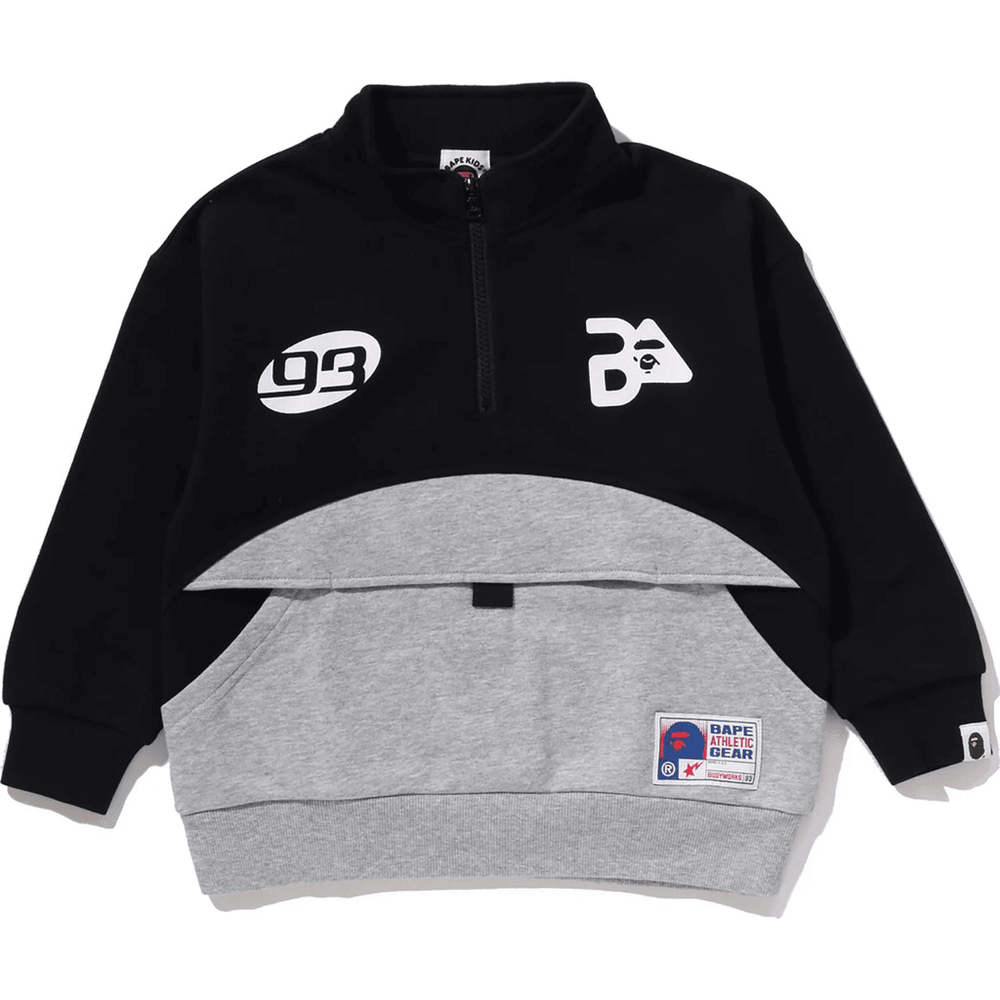 BAPE RELAXED FIT HALF ZIP SWEATSHIRT KIDS Black