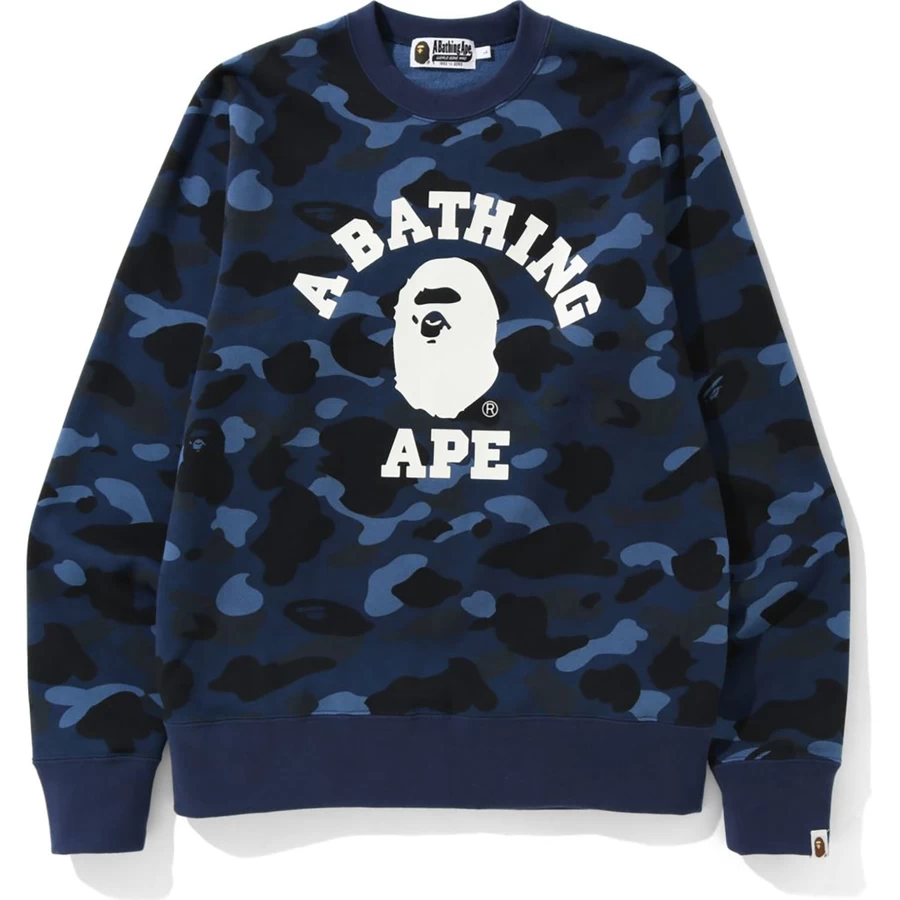 Bape Renk Kamuflaj Kolej Bisiklet Yaka Erkek
