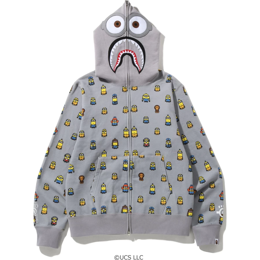 Bape MINIONS SHARK FULL ZIP HOODIE MENS