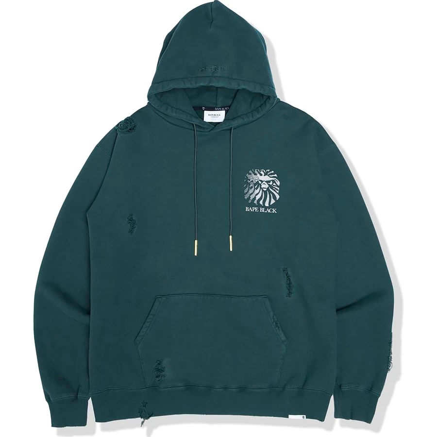 Bape BAPE BLACK LOGO DISTRESSED HOODIE MENS