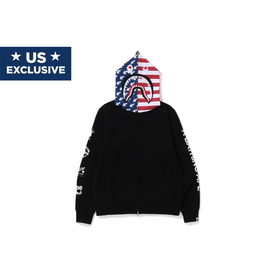 Bape Bape Us Sınırlı Koleksiyon Köpekbalığı Tam Zip Kapşonlu Erkek