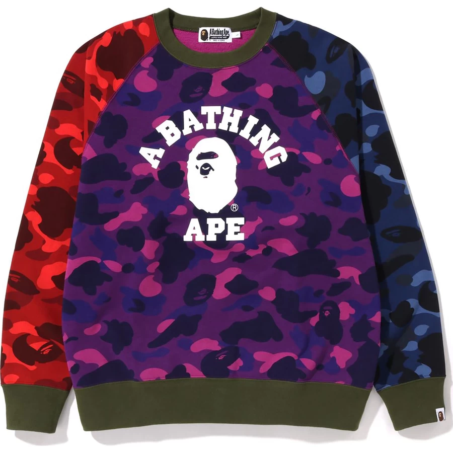 Bape çılgın Kamuflaj Rahat Kesim Kolej Bisiklet Yaka Erkek