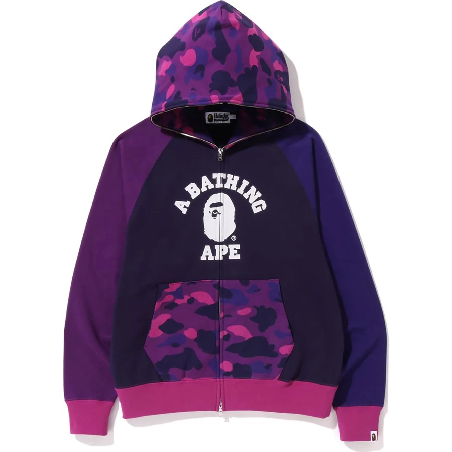Bape Renk Kamuflaj Rahat Kesim Tam Fermuarlı Kapüşonlu Erkek