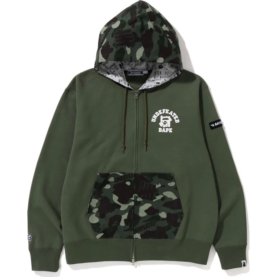 Bape Bape X Yenilmez Renk Kamuflaj Rahat Fermuarlı Kapüşonlu üst Erkek