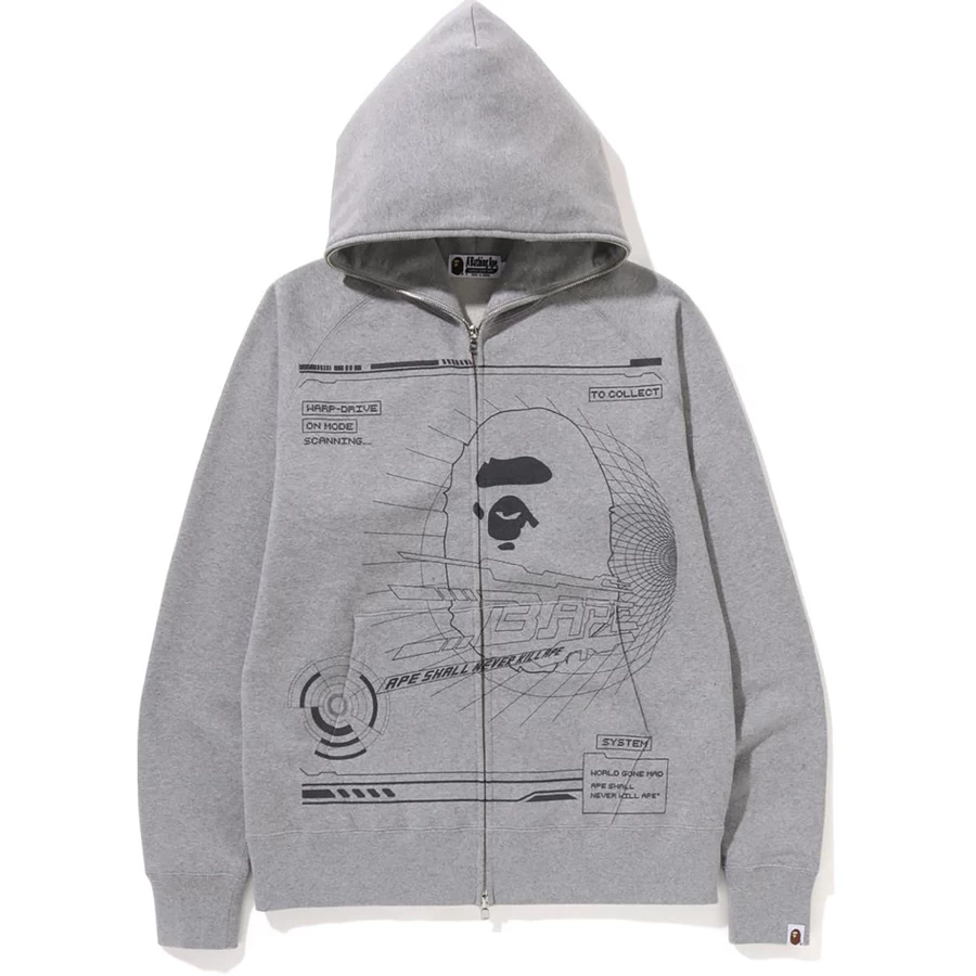 Męska Bluza Z Kapturem I Zamkiem Błyskawicznym Na Całej Długości Bape Bape Z Nadrukiem