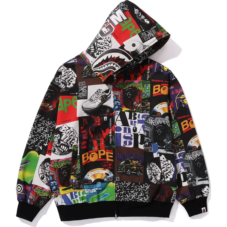 Bape Bape Album Monograma Tiburón Sudadera Con Capucha Para Hombre