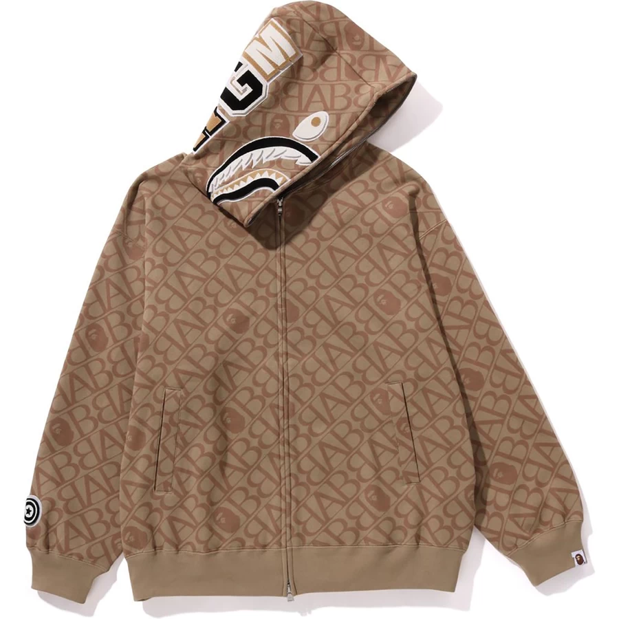 Bape Sport Monogram Tiburón Sudadera Con Capucha Para Hombre