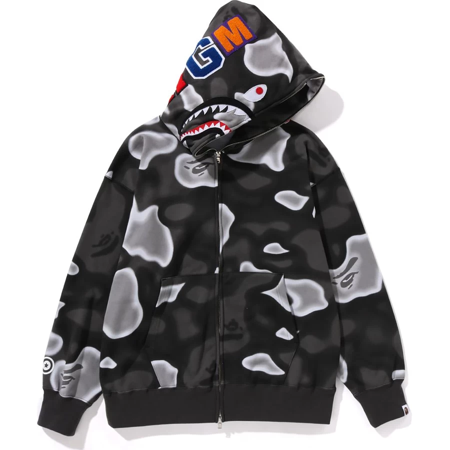 Bape LIQUID CAMO SHARK RELAXED FIT FULL ZIP HOODIE MENS