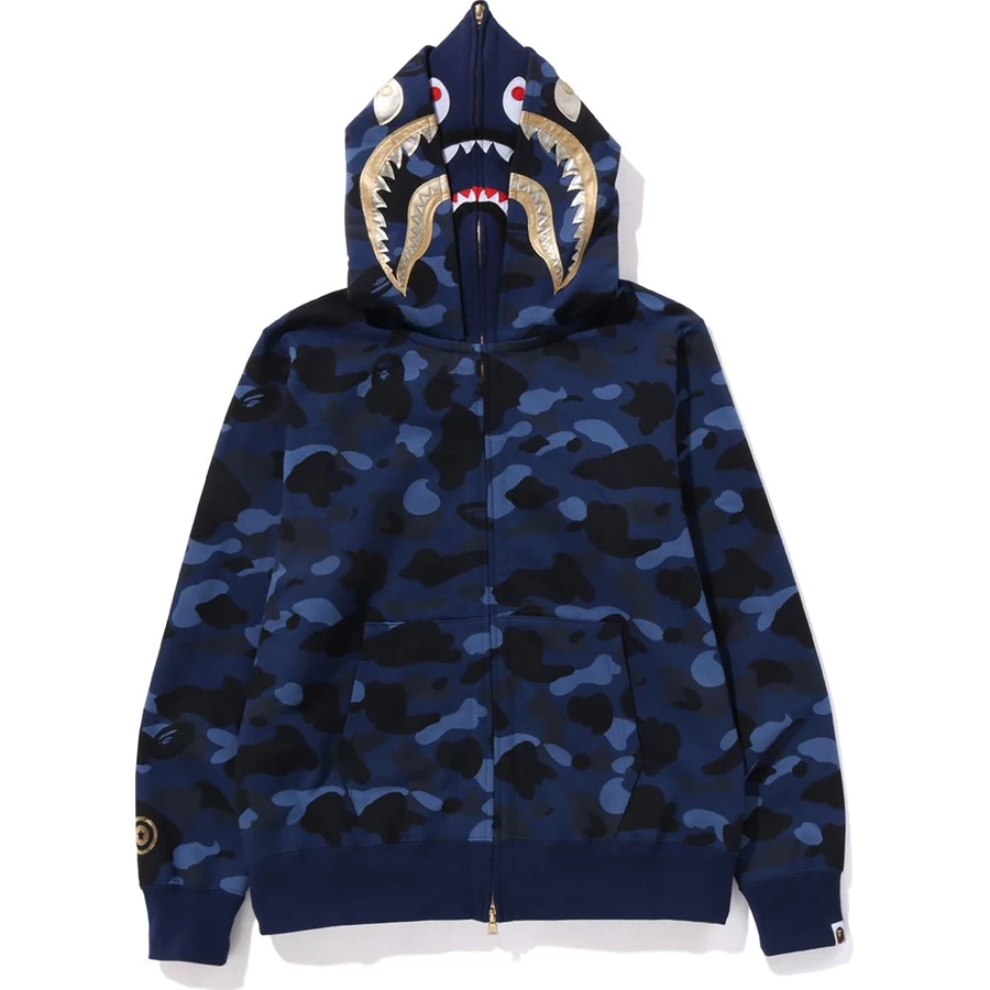 Bape COLOR CAMO DOUBLE SHARK FULL ZIP HOODIE MENS