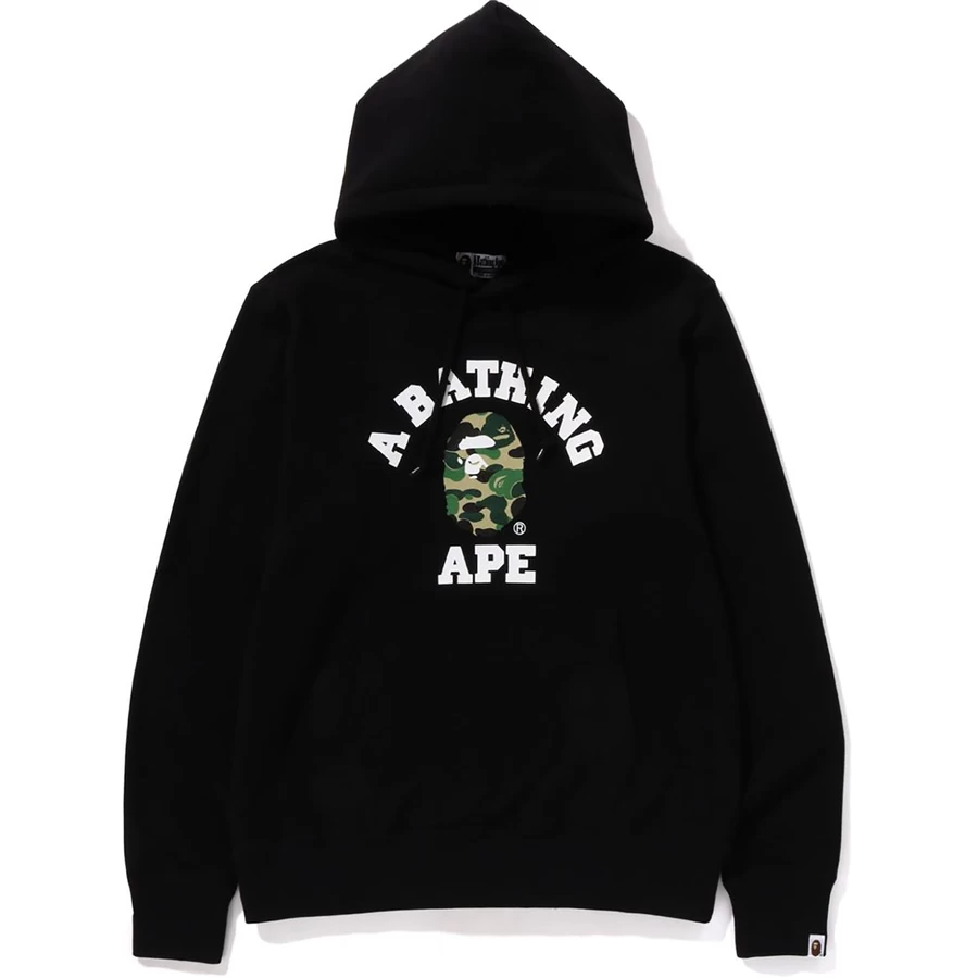 Bape Abc Camo Koleji Organik Pamuklu Kazak Kapşonlu Erkek