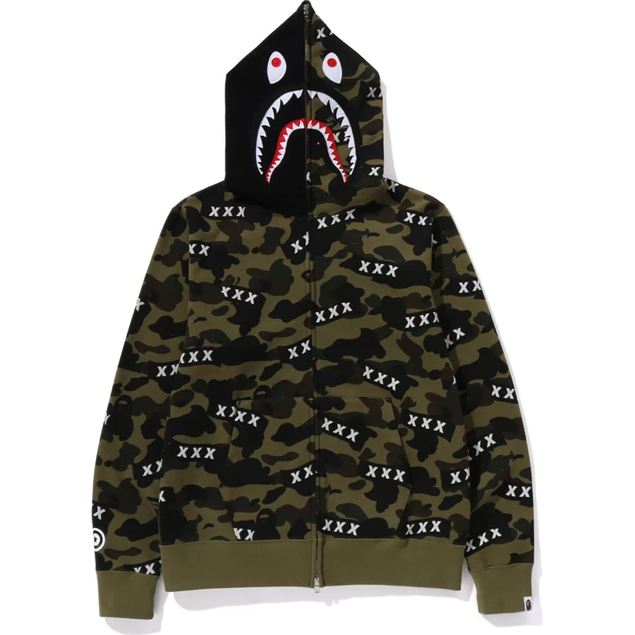 Bape Bape X Selección De Dios Xxx Tiburón Sudadera Con Capucha Y Cremallera Completa Para Hombre