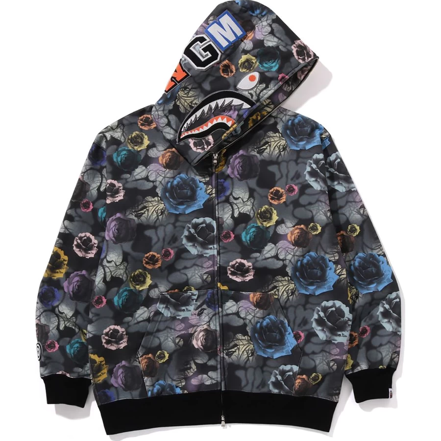 Bape FLORAL CAMO SHARK RELAXED FIT FULL ZIP HOODIE MENS