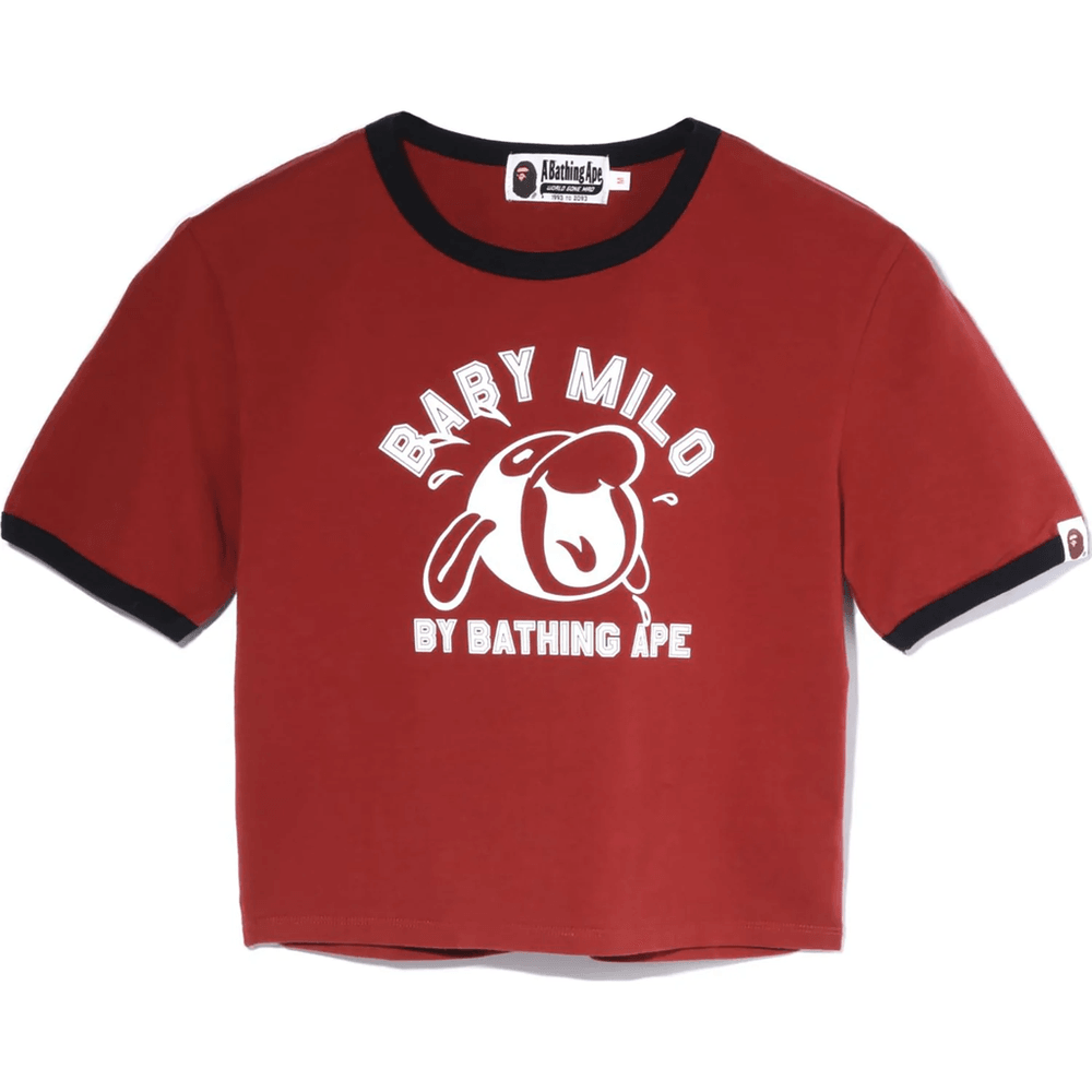 Bape BABY MILO TRIM TEE LADIES Burgundy
