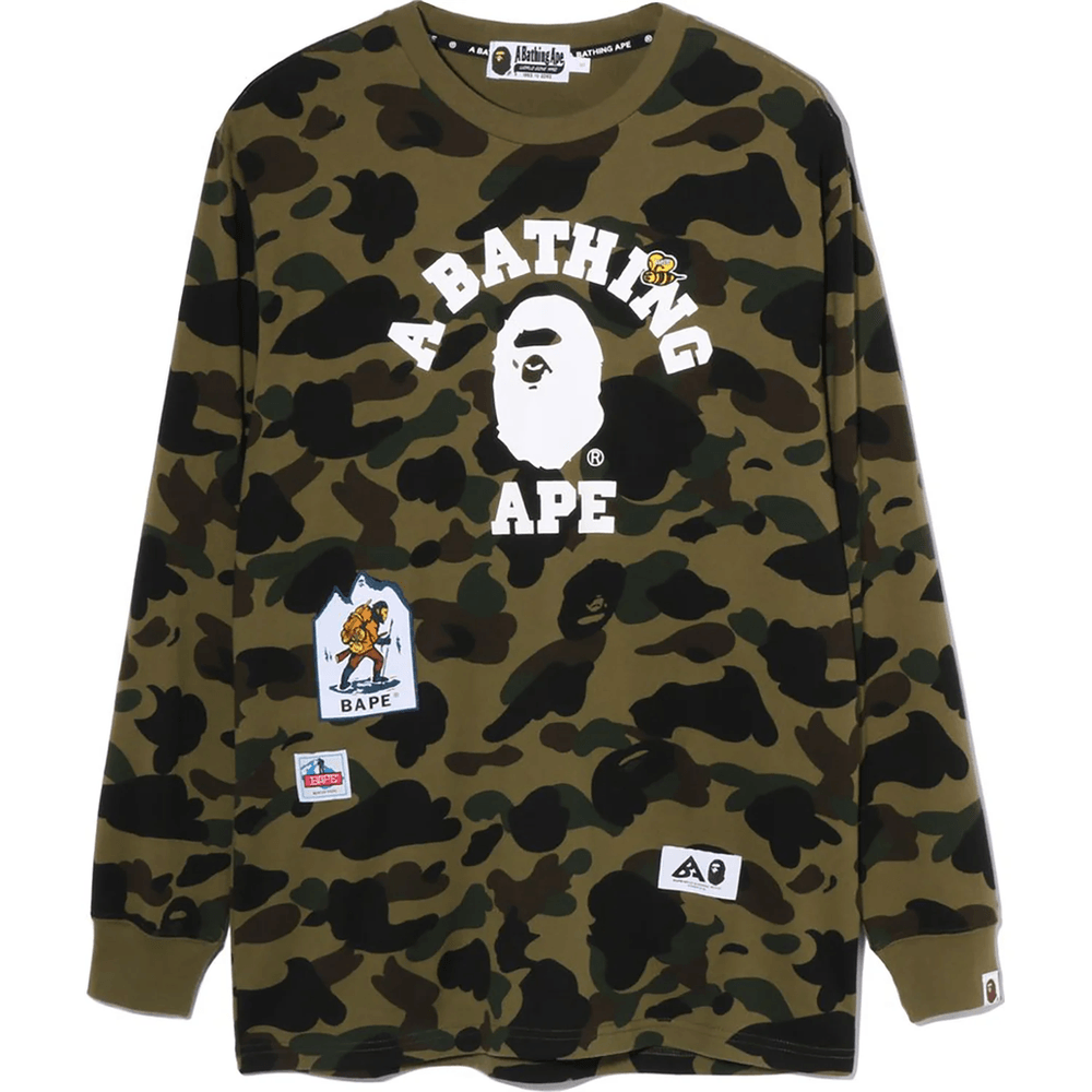 Bape Multi Label 1st Camo L/s Póló Női Zöld