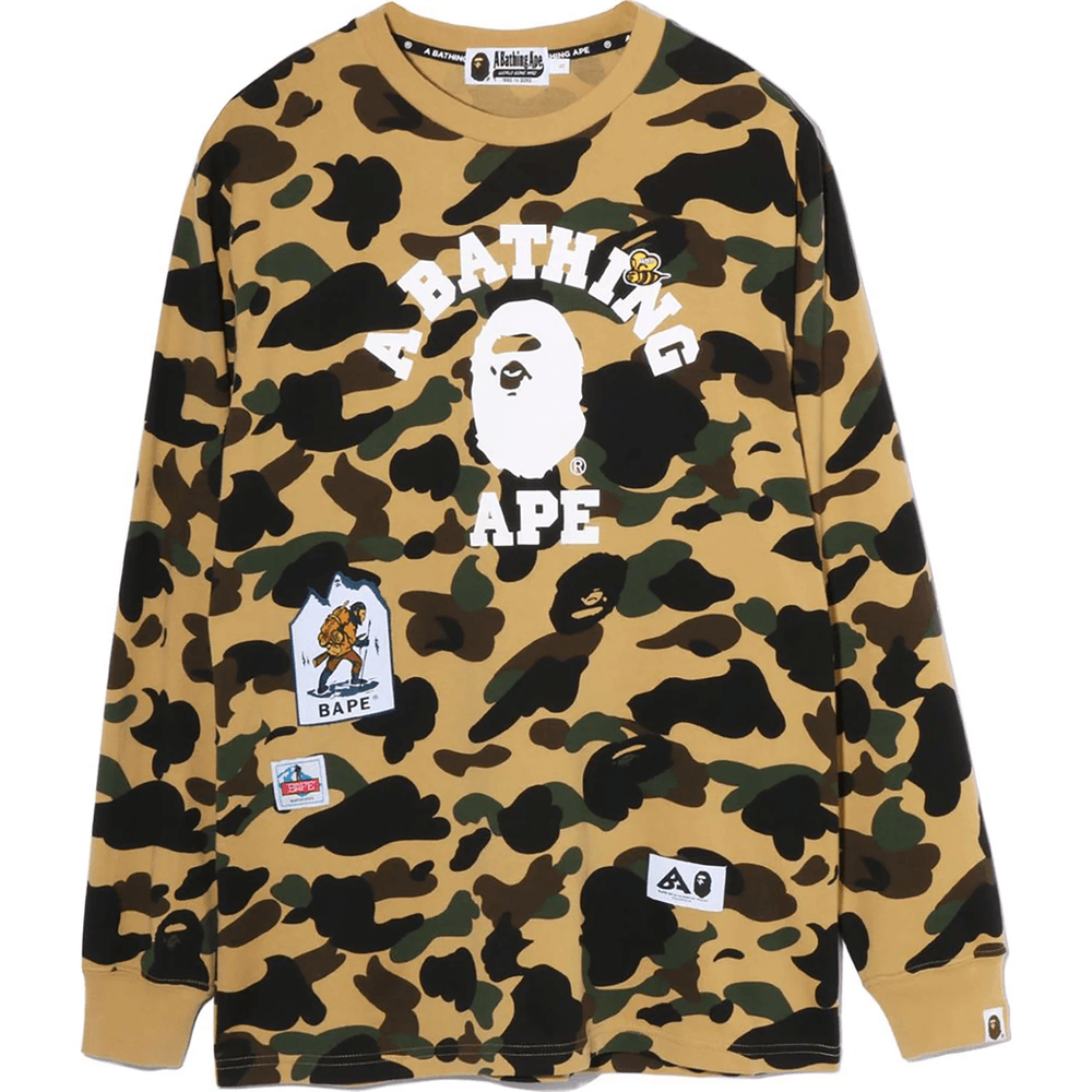 Bape Multi Label 1st Camo L/s Póló Női Sárga