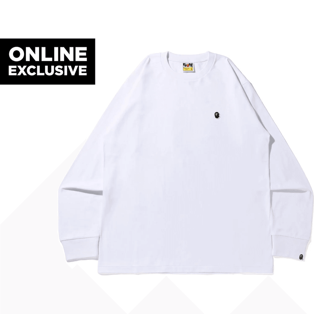 APE HEAD ONE POINT L/S TEE BAPEC MENS White