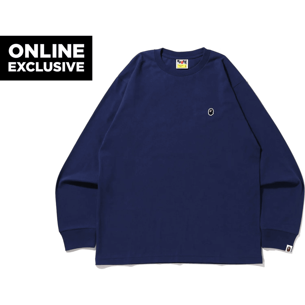 APE HEAD ONE POINT L/S TEE BAPEC MENS Navy
