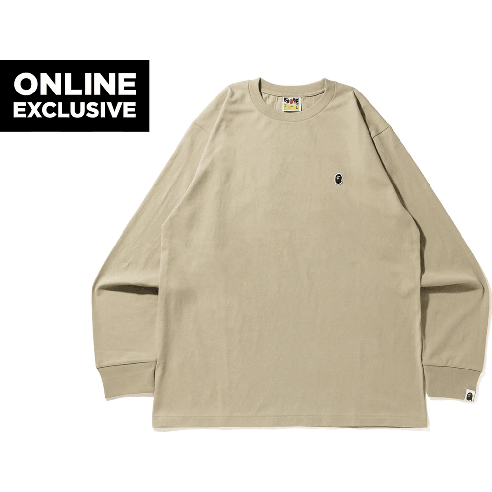 APE HEAD ONE POINT L/S TEE BAPEC MENS Beige