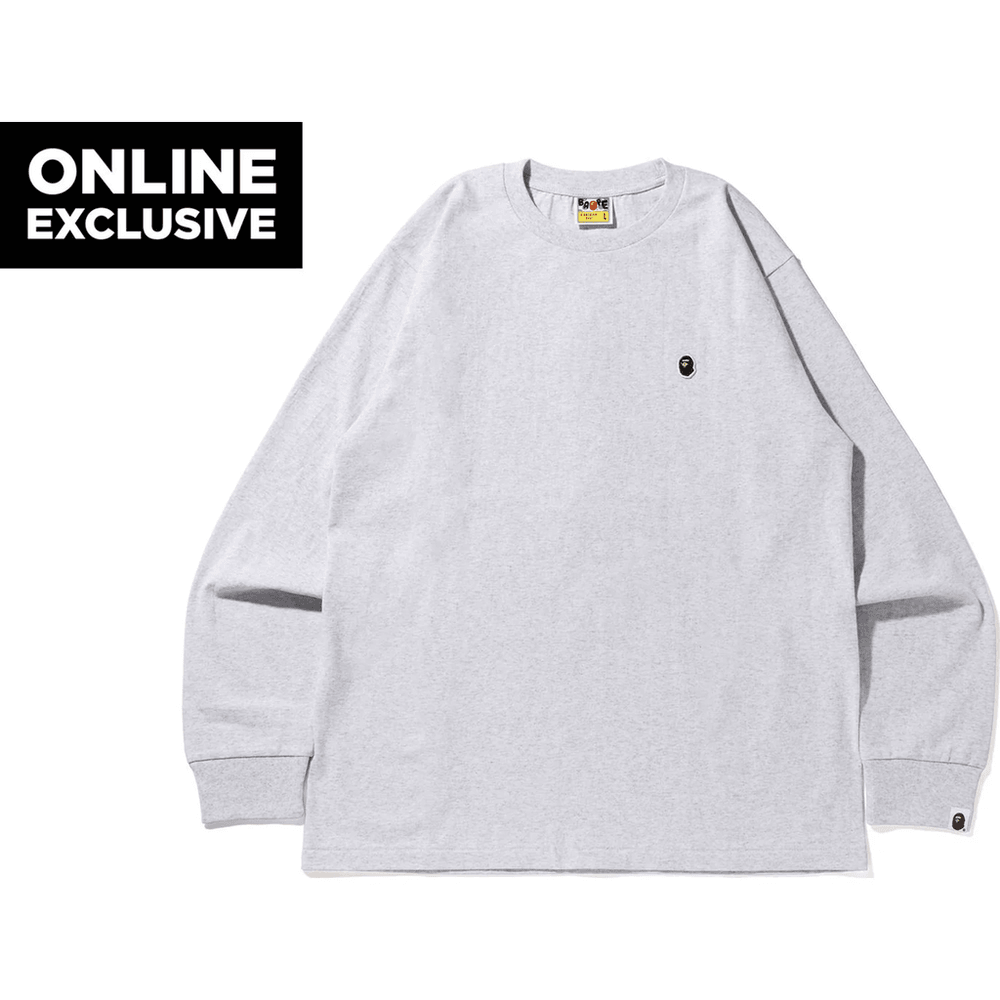 APE HEAD ONE POINT L/S TEE BAPEC MENS Gray
