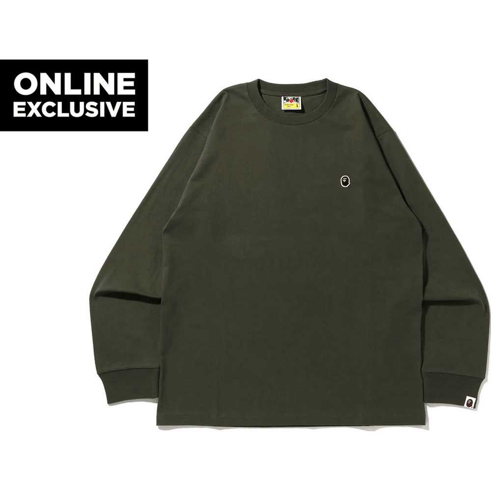 APE HEAD ONE POINT L/S TEE BAPEC MENS Olivedrab