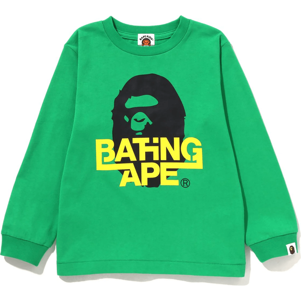 Bape BATHING APE APE HEAD L/S TEE KIDS Green