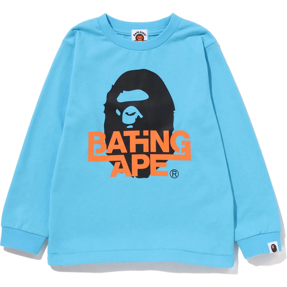 Bape BATHING APE APE HEAD L/S TEE KIDS Sax