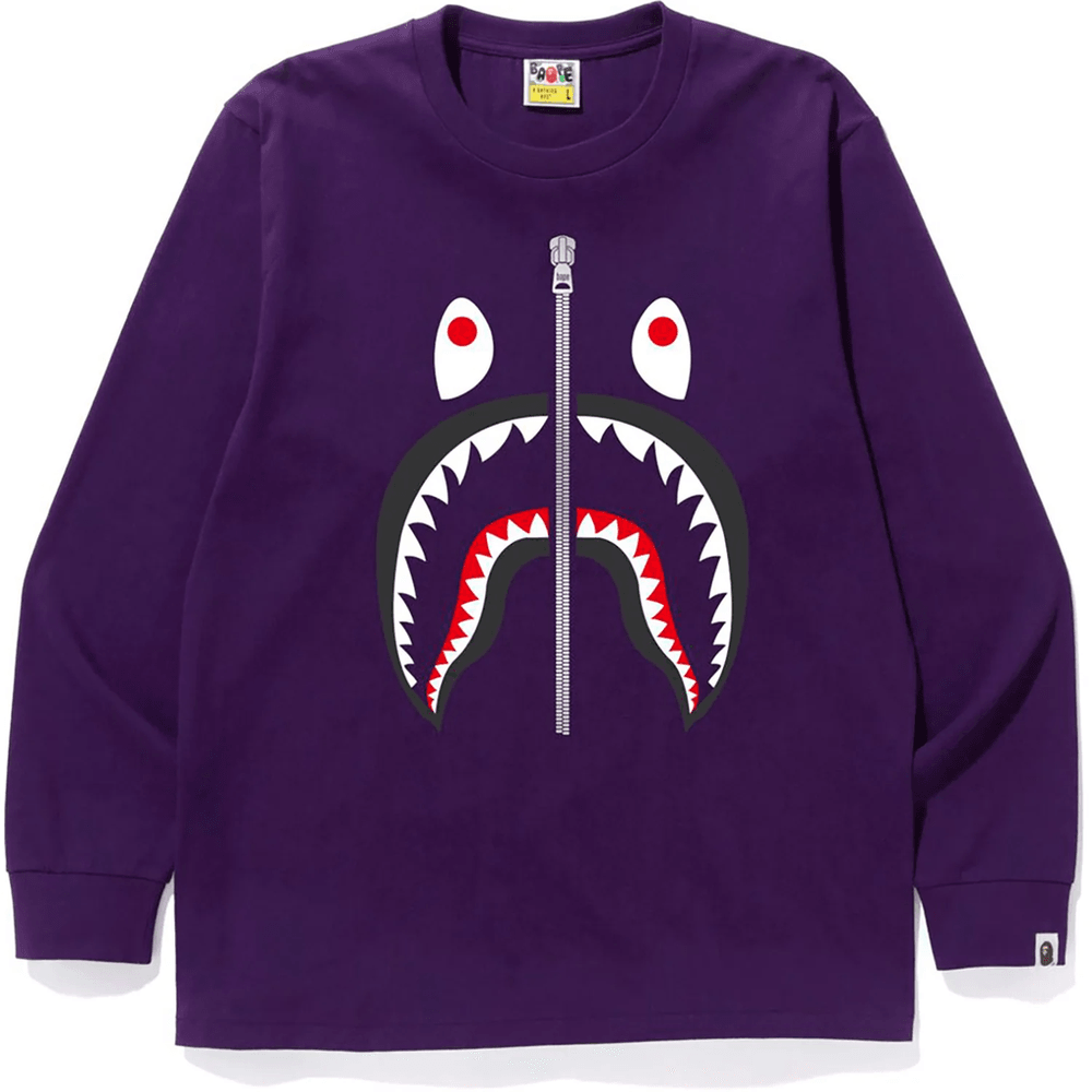 Bape SHARK L/S TEE MENS Purple